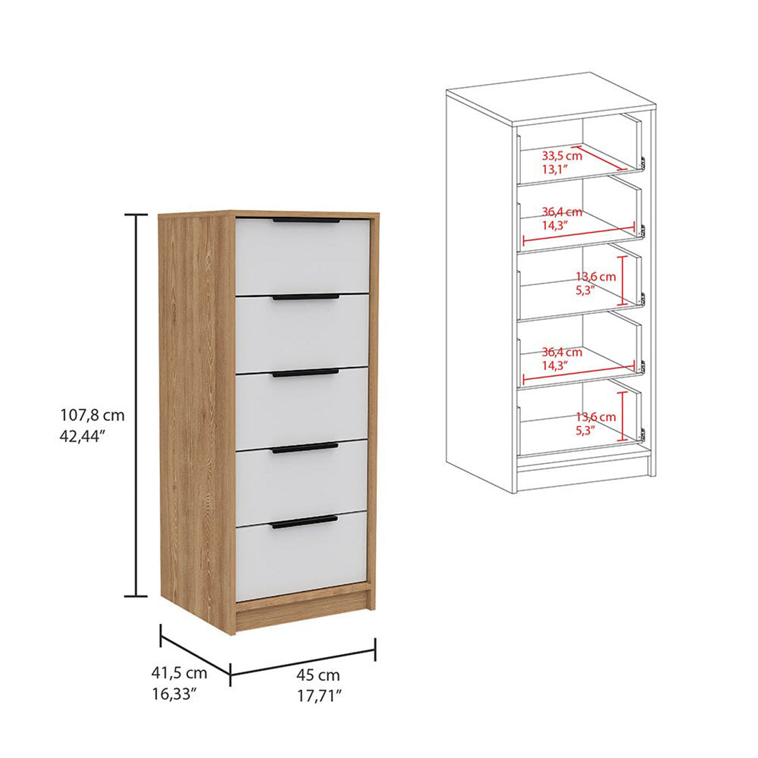 Aniston 2 Piece Bedroom Set, White / Pine Finish