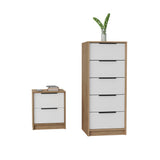 TUHOME Murray 2-Piece Bedroom Set with Nightstand and Storage Cabinet, Compact Furniture for Bedroom Organization, 42.4"H x 17.7"W x 16.2"D, White/Pine