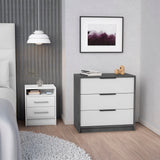 TUHOME Linden 2-Piece Bedroom Set with Nightstand and Storage Cabinet, Modern Space-Saving Furniture for Bedroom Organization, 27"H x 27.5"W x 16"D, White/Smokey Oak