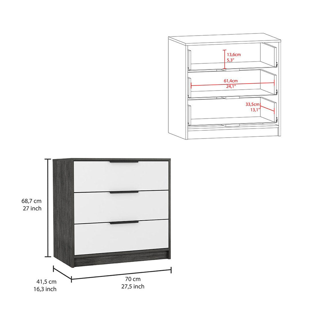 Linden 2 Piece Bedroom Set, White / Smokey Oak Finish