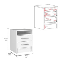 Linden 2 Piece Bedroom Set, White / Smokey Oak Finish