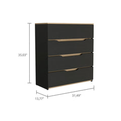 Raines 2 Piece Bedroom Set, London Armoire + Aralia Drawer Dresser, Black / Light Oak