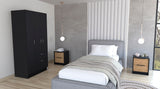TUHOME Appleton 3-Piece Bedroom Set with Wardrobe Cabinet, Open Shelf Organizer and Two-Tone Storage Unit, Modern Space-Saving Furniture for Clothes, Accessories and Bedroom Organization, 67.2"H x 32.2"W x 18.5"D, Black/White/Pine
