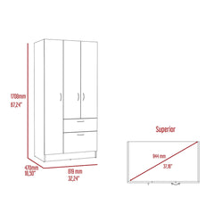 Appleton 3 Piece Bedroom Set, Armoire + Nightstand + Nightstand, Black Wengue / White / Pine Finish