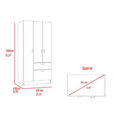TUHOME Appleton 3-Piece Bedroom Set with Wardrobe Cabinet, Open Shelf Organizer and Two-Tone Storage Unit, Modern Space-Saving Furniture for Clothes, Accessories and Bedroom Organization, 67.2"H x 32.2"W x 18.5"D, Black/White/Pine