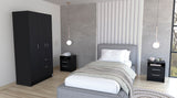 TUHOME Holland 3-Piece Bedroom Set with Wardrobe Cabinet, Open Shelf Organizer and Storage Unit, Modern Space-Saving Furniture for Clothes, Accessories and Bedroom Organization, 67.24"H x 32.2"W x 18.50"D, Black/White