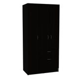 TUHOME Holland 3-Piece Bedroom Set with Wardrobe Cabinet, Open Shelf Organizer and Storage Unit, Modern Space-Saving Furniture for Clothes, Accessories and Bedroom Organization, 67.24"H x 32.2"W x 18.50"D, Black/White