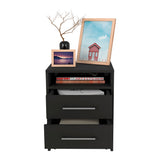 TUHOME Holland 3-Piece Bedroom Set with Wardrobe Cabinet, Open Shelf Organizer and Storage Unit, Modern Space-Saving Furniture for Clothes, Accessories and Bedroom Organization, 67.24"H x 32.2"W x 18.50"D, Black/White