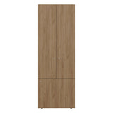 Home 6 Piece, 10 Door Closet System, Top Storage Shelves, Wide Armoire for Bedroom Storage and Organization, Natural Oak