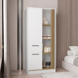 Vance Modern Freestanding Armoire Wardrobe Console Double Door Design Offering Sleek and Functional Storage Solution Featuring Interior Hanging Rod and Multiple Shelves for Wardrobe Organization