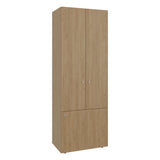 Home 3-Door Closet System with Five Interior Shelves and Hanging Rod, Freestanding Bedroom Storage Organizer, Clothes and Shoes Organizer for Utility or Laundry Rooms, Modern Wardrobe Furniture