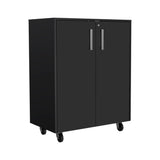 TUHOME Wooster 5-Piece Garage Set with Tall Storage Cabinet, Wall Cabinet, Utility Shelves and Work Counter, Heavy-Duty Tool and Equipment Organization System, 78.7"H x 23.3"W x 14.5"D, Black