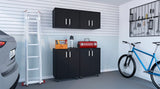 TUHOME Melrose 4-Piece Garage Set with Two Storage Cabinets and Two Utility Shelf Units, Heavy-Duty Organization for Tools, Equipment and Supplies, 35.4"H x 27.5"W x 15.9"D, Black