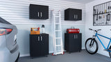 TUHOME Melrose 4-Piece Garage Set with Two Storage Cabinets and Two Utility Shelf Units, Heavy-Duty Organization for Tools, Equipment and Supplies, 35.4"H x 27.5"W x 15.9"D, Black