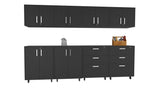 TUHOME Burton 8-Piece Garage Set with Four Storage Cabinets and Four Utility Shelf Units, Heavy-Duty Tool and Equipment Organization System for Garages and Workshops, 35.4"H x 27.5"W x 15.9"D, Black