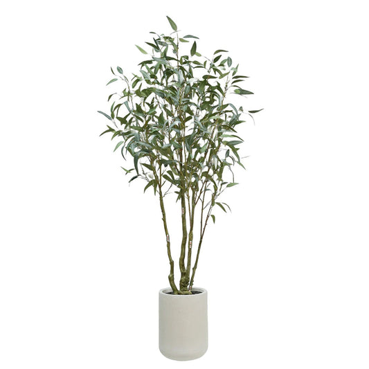 CG Hunter Artificial Willow Eucalyptus Tree 7' with Artisan Planter