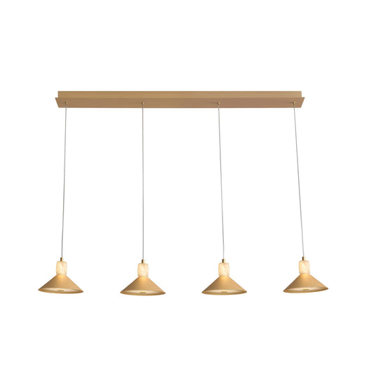 Spanish Alabaster & Aluminum Four-Light Chandelier