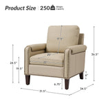 Nathaniel Transitional Style Genuine Leather Armchair