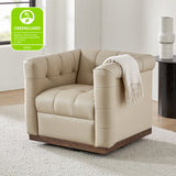 Feodor Genuine Leather Mid-Century Modern Style Swivel Chair