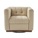 Feodor Genuine Leather Mid-Century Modern Style Swivel Chair