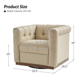 Feodor Genuine Leather Mid-Century Modern Style Swivel Chair