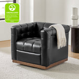 Feodor Genuine Leather Mid-Century Modern Style Swivel Chair