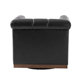 Arnold Genuine Leather Swivel Club Chair BLACK