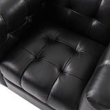 Feodor Genuine Leather Mid-Century Modern Style Swivel Chair