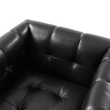 Feodor Genuine Leather Mid-Century Modern Style Swivel Chair