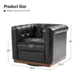 Feodor Genuine Leather Mid-Century Modern Style Swivel Chair