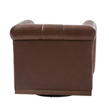Arnold Genuine Leather Swivel Club Chair BROWN
