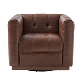 Feodor Genuine Leather Mid-Century Modern Style Swivel Chair
