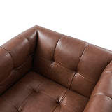 Feodor Genuine Leather Mid-Century Modern Style Swivel Chair
