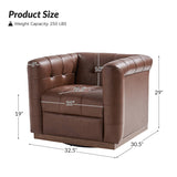 Feodor Genuine Leather Mid-Century Modern Style Swivel Chair