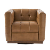 Feodor Genuine Leather Mid-Century Modern Style Swivel Chair