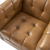 Feodor Genuine Leather Mid-Century Modern Style Swivel Chair