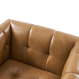 Feodor Genuine Leather Mid-Century Modern Style Swivel Chair