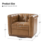 Feodor Genuine Leather Mid-Century Modern Style Swivel Chair