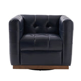 Feodor Genuine Leather Mid-Century Modern Style Swivel Chair