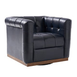 Feodor Genuine Leather Mid-Century Modern Style Swivel Chair