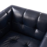 Feodor Genuine Leather Mid-Century Modern Style Swivel Chair