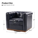 Feodor Genuine Leather Mid-Century Modern Style Swivel Chair