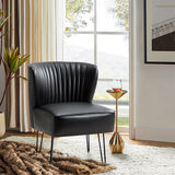 Annabella Vegan Leather Side Chair With Metal Base