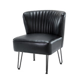 Annabella Vegan Leather Side Chair With Metal Base