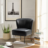 Annabella Vegan Leather Side Chair With Metal Base