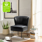 Annabella Vegan Leather Side Chair With Metal Base