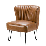 Annabella Vegan Leather Side Chair With Metal Base