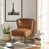 Annabella Vegan Leather Side Chair With Metal Base