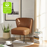 Annabella Vegan Leather Side Chair With Metal Base