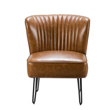 Annabella Vegan Leather Side Chair With Metal Base